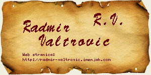 Radmir Valtrović vizit kartica